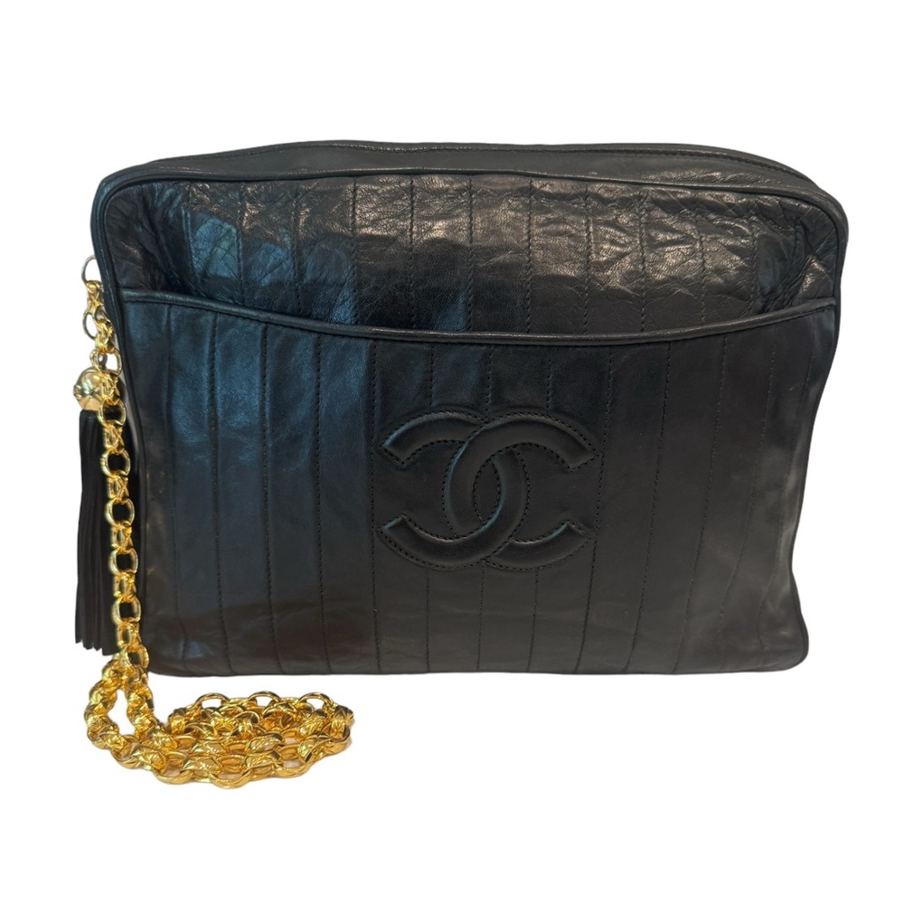 Rare Chanel CC Tassel Camera Bag With Bijoux Gold Plated Strap
